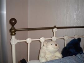 White wrought iron and brass twin bed vintage/antique