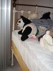 White wrought iron and brass twin bed vintage/antique