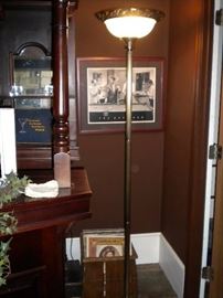 Antique/Vintage Tavern/pub bar....includes front and back bar with mirror and overhead for holding glasses and lighting. Overhead connects the front and back.