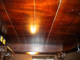 Antique/Vintage Tavern/pub bar....includes front and back bar with mirror and overhead for holding glasses and lighting. Overhead connects the front and back.