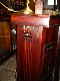 Antique/Vintage Tavern/pub bar....includes front and back bar with mirror and overhead for holding glasses and lighting. Overhead connects the front and back..