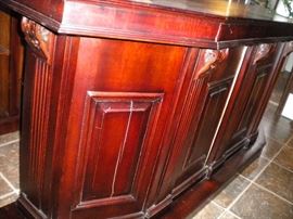 Antique/Vintage Tavern/pub bar....includes front and back bar with mirror and overhead for holding glasses and lighting. Overhead connects the front and back.