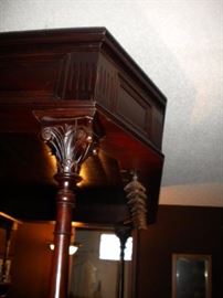 Antique/Vintage Tavern/pub bar....includes front and back bar with mirror and overhead for holding glasses and lighting. Overhead connects the front and back.