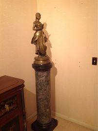 A. Levasseur (19thc French) "Science" bronze statue 28", black and gray marble pedestal