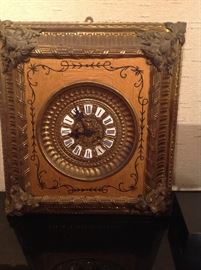 Antique brass and giltwood picture frame wall clock