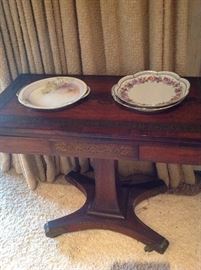 19thc Rosewood card table with boulle work, bronze tip feet, needs restoration