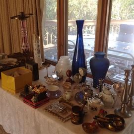 Bric a brac, art glass, China, silver