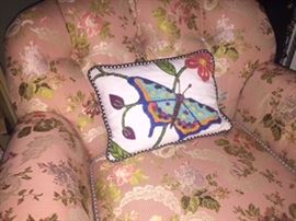 Mackenzie Childs chair and pillow