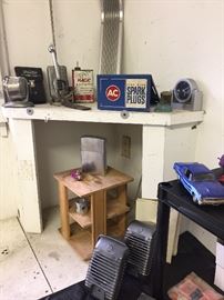 DRIVE IN MOVIE SPEAKERS, BOSTON PENCIL SHARPENER, FIRE RING SPARK PLUG DISPLAY