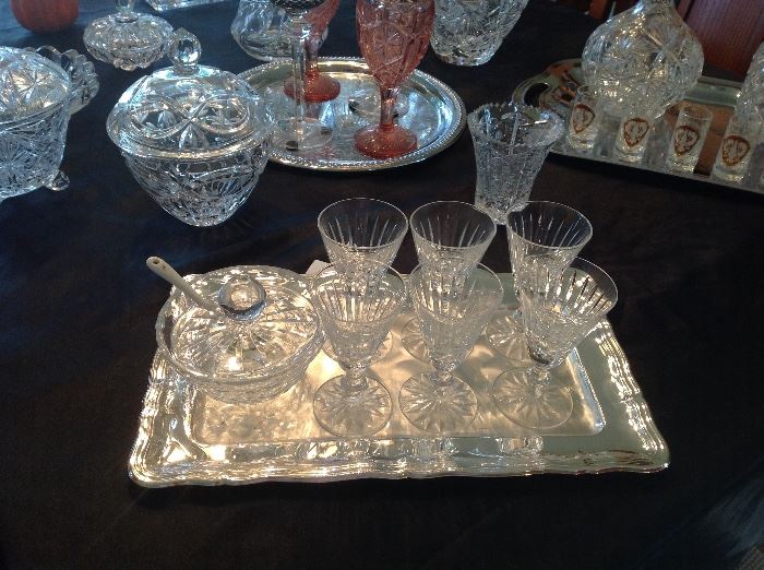 Waterford glasses and covered jelly bowl. Tramore 601 and 678