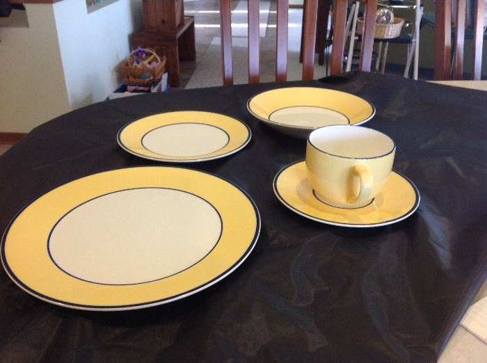 Service for six of yellow Pagnossin Ironstone Dishes from Treviso Italy