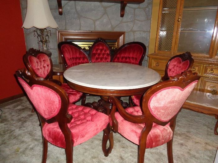 Vintage Rosewood Dining set with marble top