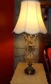 Crystal table lamp, marble end table