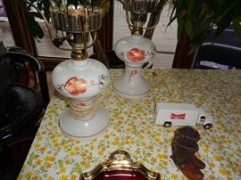 Antique hand painted lamps