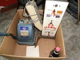 vintage stamp machine, vintage check printer