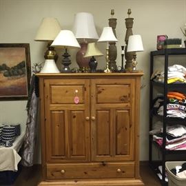 Lighting and pine cabinet