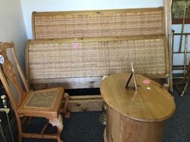 Pine furniture and wicker/pine king bed