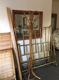 Brass bed and hall tree