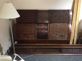 Leather and bamboo king bed