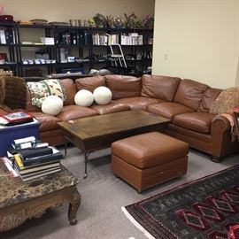 Buttery leather couch/ottoman