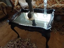 Beautiful Mahogany Coffee Table -with Glass Top- 20.%" Sq X 30"H