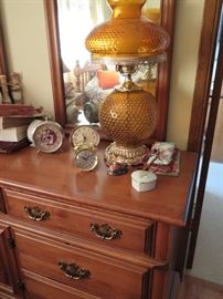 Amber Glass Hurricane Lamp