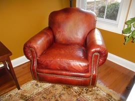 Thomasville leather baseball glove club chair
