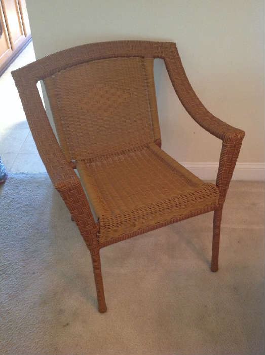 Wicker Style Chair $ 40.00 - second chair $ 40.00 and matching small table $ 40.00 also available.