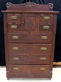 Solid Wood Chest of Drawers on Casters, 41" x 64" x 19"