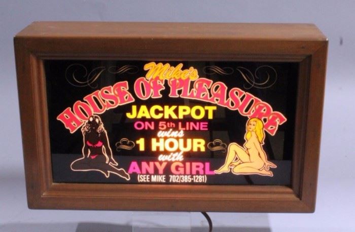 Mike's House of Pleasure Jackpot Vegas Light with Nevada Area Code, 17" x 10.5"