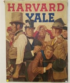 Large Harvard Yale Vintage Oil Painting.