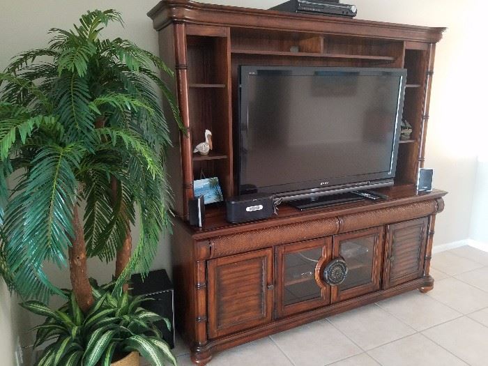 Tommy Bahama style entertainment center.
52" Sony Bravia 1080p HD flat screen TV