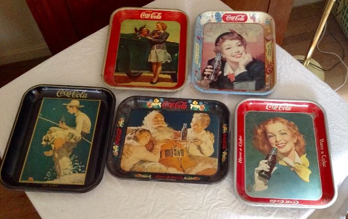 Old Coca Cola Trays including original 1940s trays !