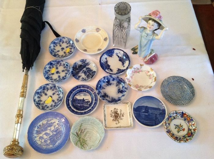 Butter Pat plate collection Flow Blue and more plus royal doulton "make believe" girl with hat