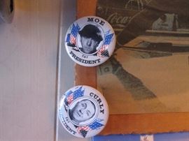 Moe & Curly For President Pins