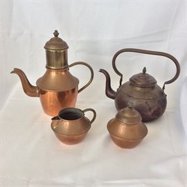Copper tea pots. 