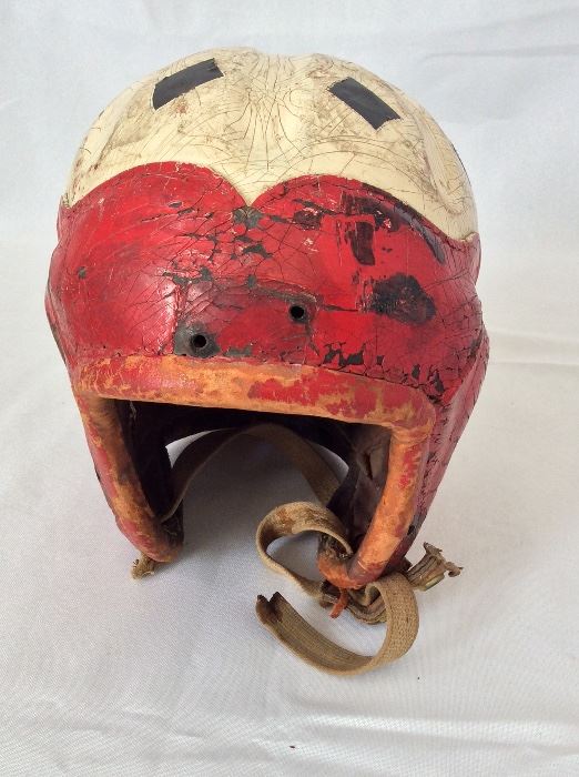 Circa 1930s Vintage Leather Football Helmet. 