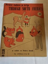 Peter takes a trip through South America coloring book. Vintage. 1958. 