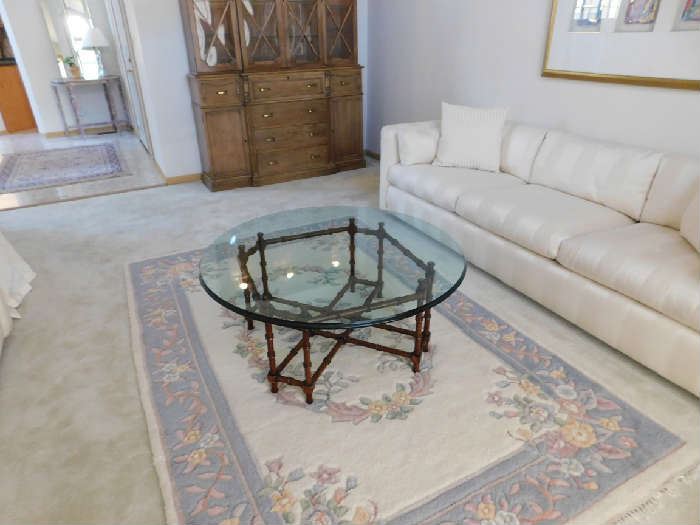 Glass and Wrought Iron Coffee Table
