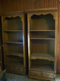 Two large solid wood bookcases