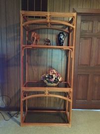 Rattan & Smoked Glass Etagere #1