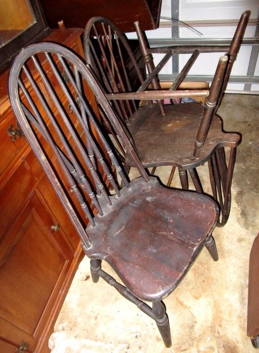 Four old farm chairs cerca early 1800 s were a gift from a former Sheriff of Orange County 60 years ago.