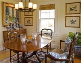 Antique Dining Table & Sideboard, Abstract Still Life Oil Painting  