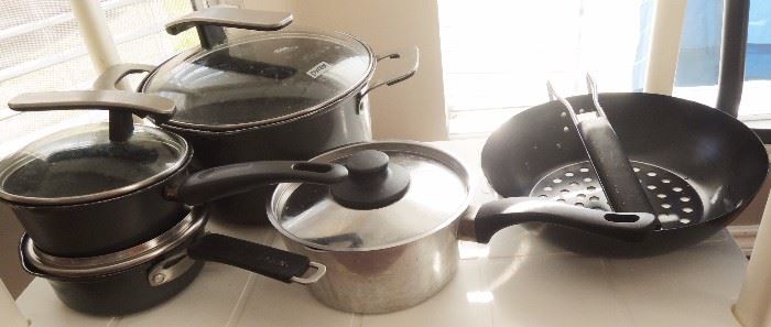Kitchen basics: serving, baking, casseroles, mixing bowls, pots & pans