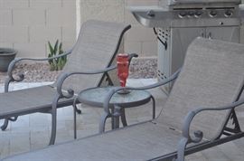 Patio Chaise Lounges, Occasional Table, BBQ Grill