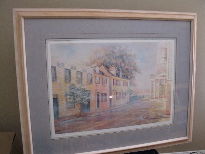 Doug Grier print 175/1200 "Church Street" frame measures 35" X 28" print measures 25" x 18"