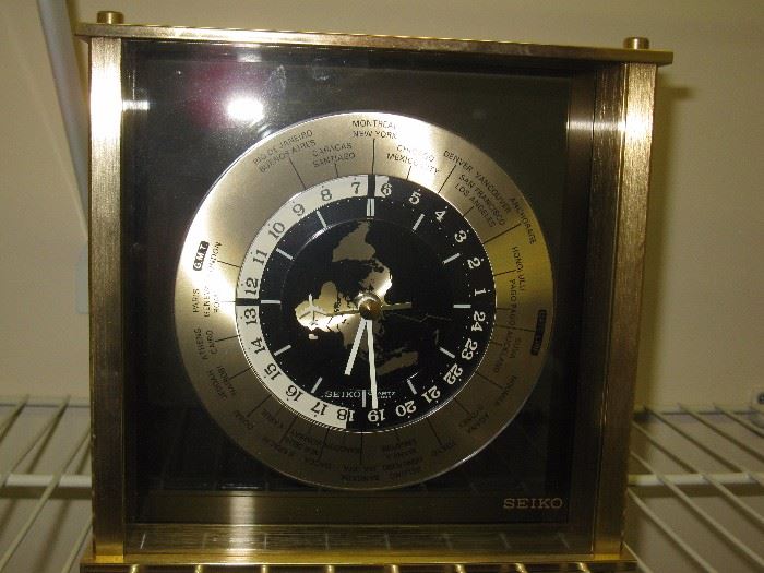 Seiko brass World time zone clock