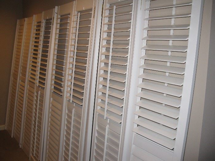 Plantation shutters - 6 pair here measure about 14 3/4" wide x 72" high - gently used