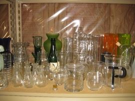 Margarita glass set, beakers, various specialty vases and glasses