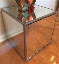 18" all Mirrored Cube with front opening door for storage                $50.00